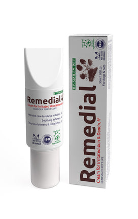 Remedial - DRY SKIN AND DANDRUFF CREAM  Crème voor geïrriteerde huid en roos bij honden en katten